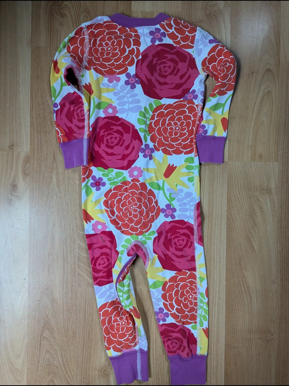 Hanna Andersson Zip Pajama Footless — Floral, 18-24 Months Organic Cotton